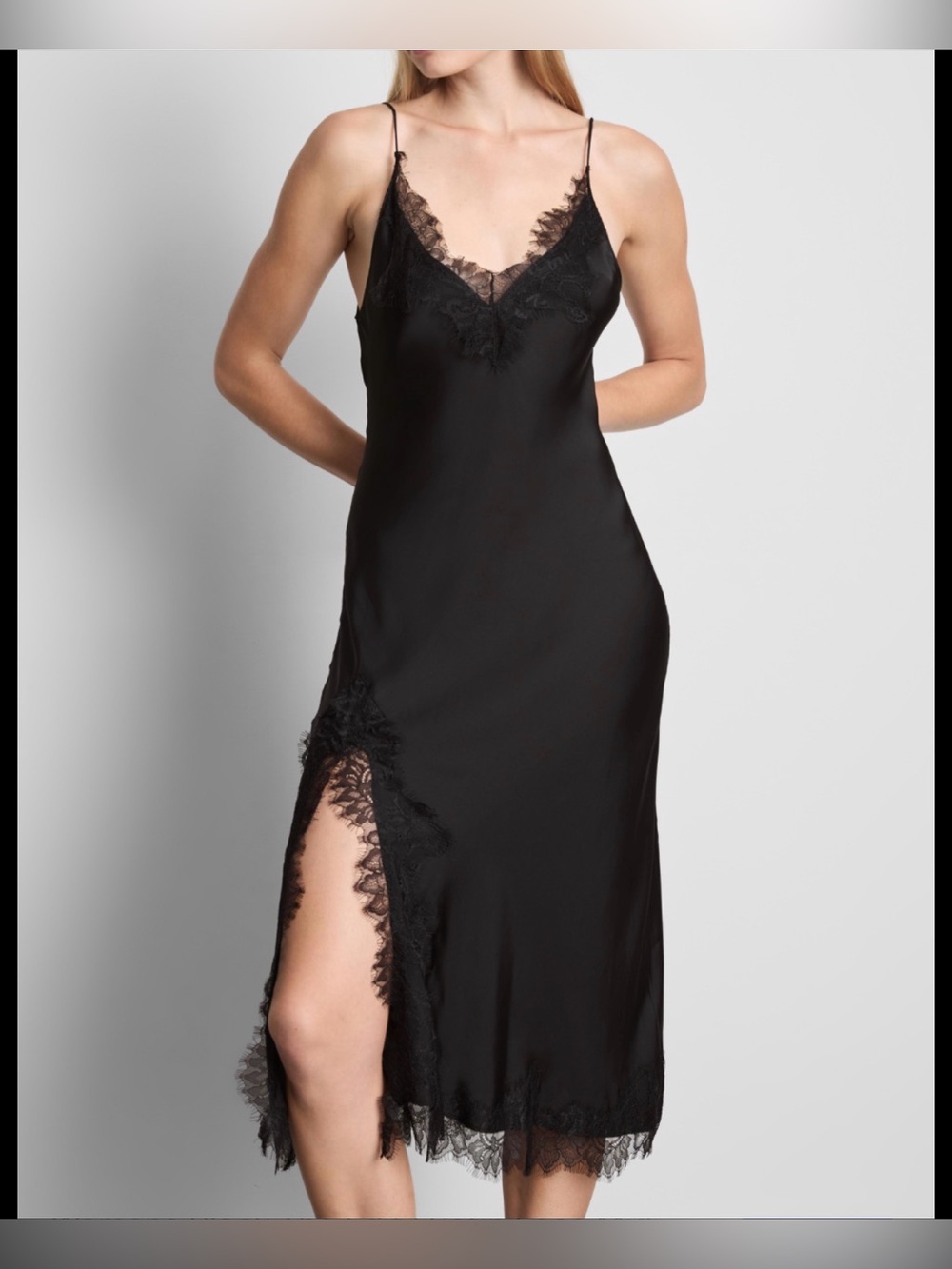 Zara ZW Collection Lace Detail Maxi Dress Black